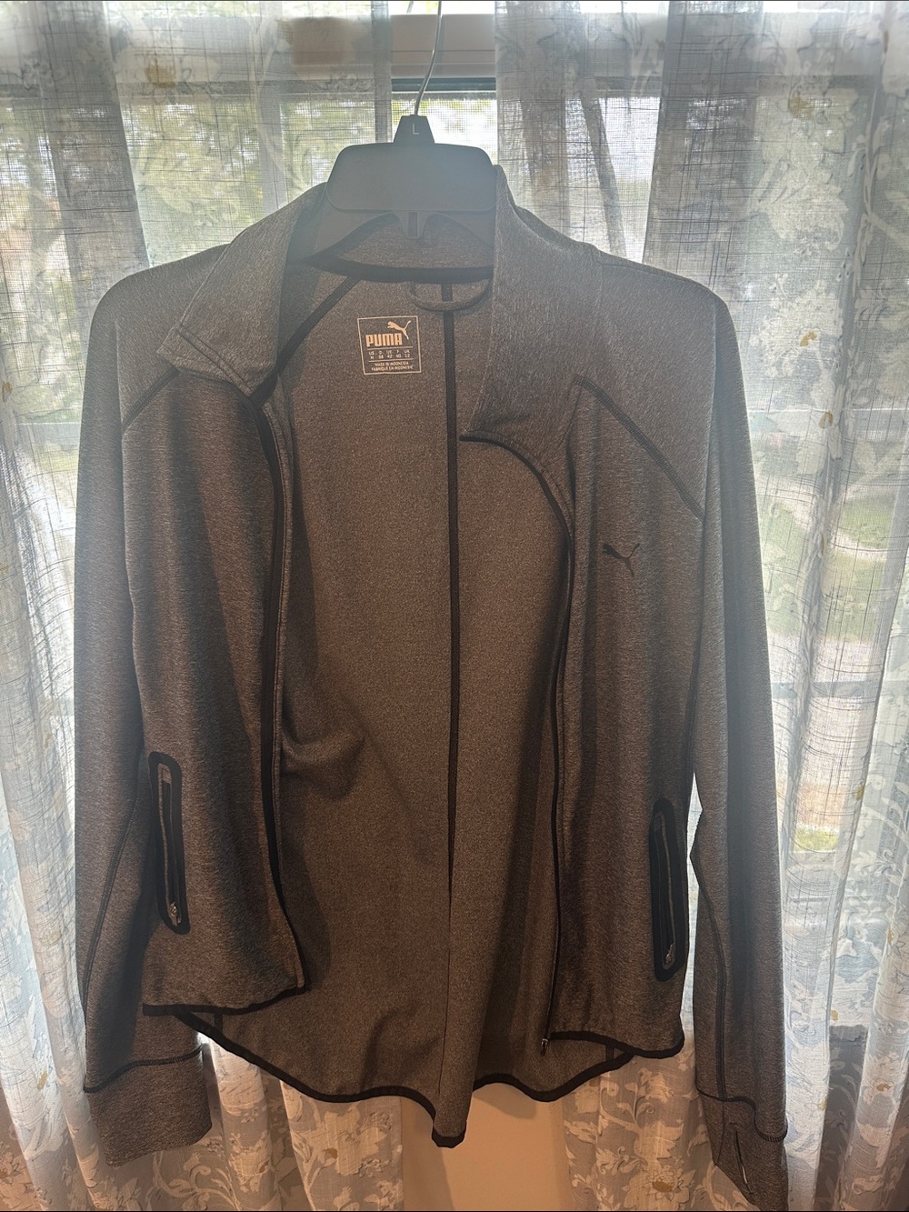 Puma Women's Charcoal Gray Lightweight Full-Zip Utility Jacket